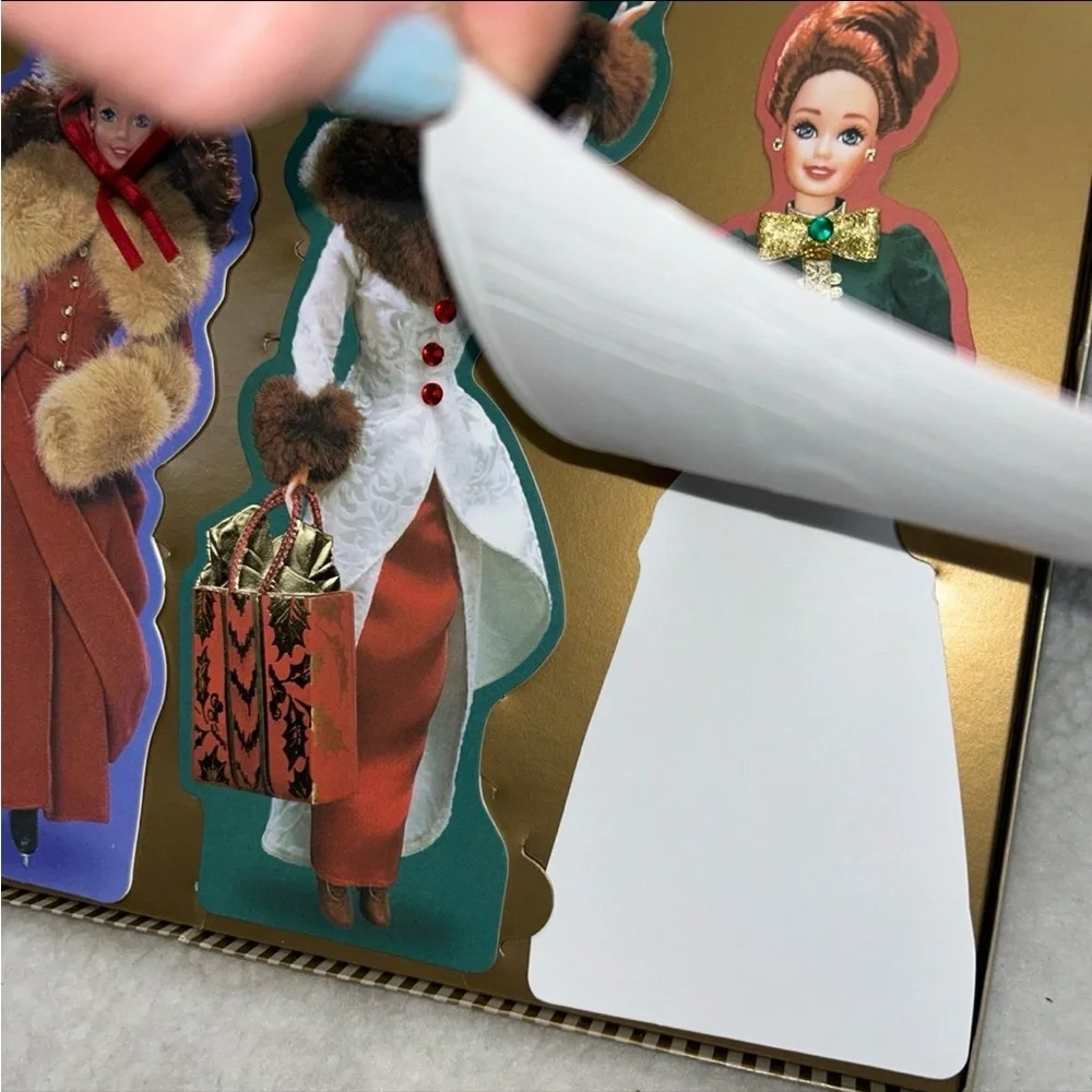 Vintage Hallmark Gold Crown Barbie Victorian Christmas Embossed Cards Set 1996